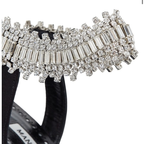 Manolo Blahnik Parinasan 105 Embellished Sandals Heels in Black Size 38 - Picture 4 of 8